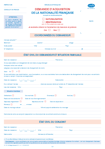 demande d u0026 39 acquisition de la nationalit u00e9 fran u00e7aise par naturalisation ou r u00e9int u00e9gration